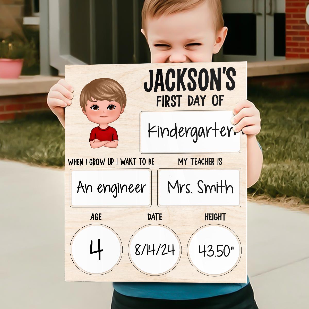 Rainbow Acrylic First Day Of School Personalized Reusable Board Sign, Back To School Gift