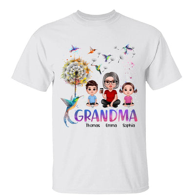 Realistic Doll Grandma Grankids Hummingbird Dandelion Personalized Shirt