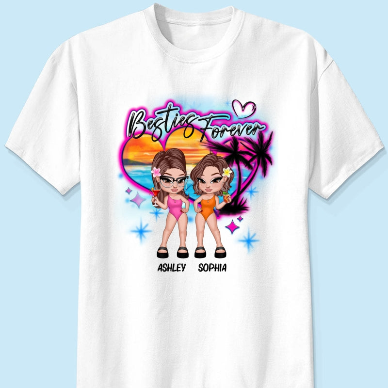 Y2K Besties Airbrushed Summer Beach Personalized Shirt