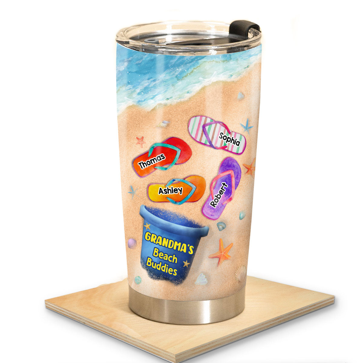 Grandma Beach Buddies Flip Flops Personalized Tumbler