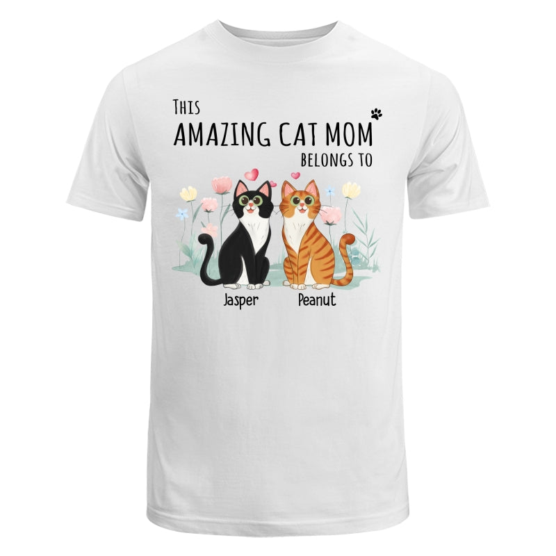 This Amazing Cat Mom Belongs To Cartoon Cat Sitting Flowers Personalized Shirt