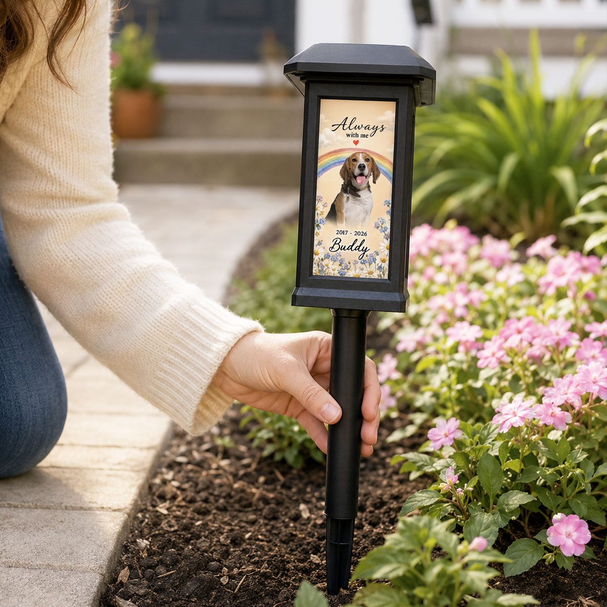 Custom Pet Memorial Photo - Personalized Solar Garden Light - Custom Dog Cat Garden Stake, Sympathy Gift