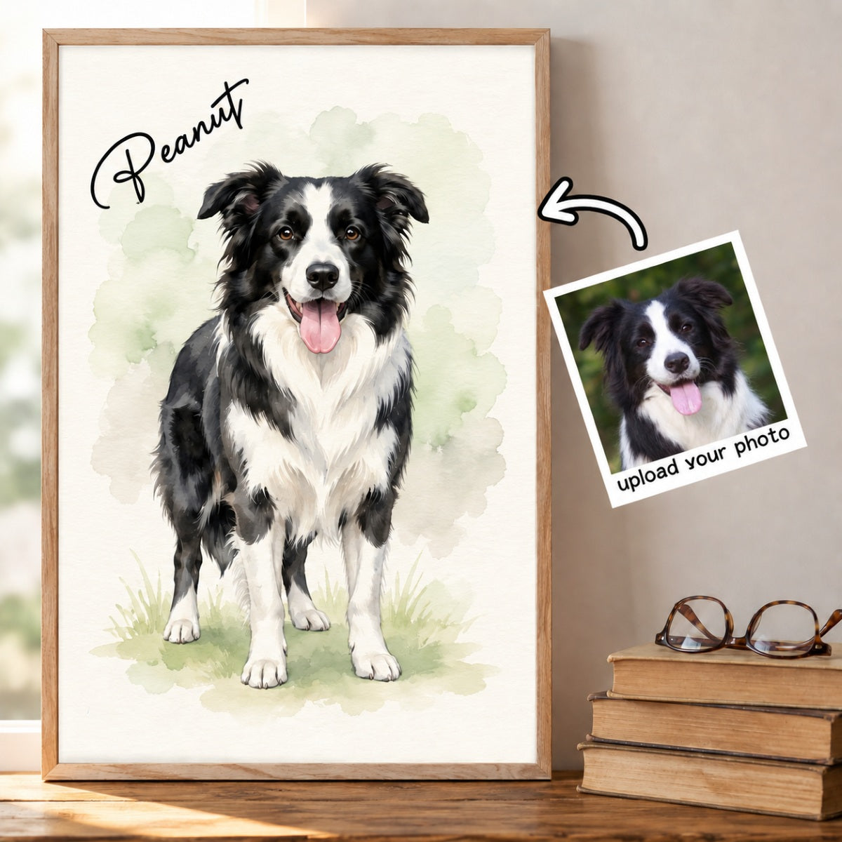 Custom Dog Cat Watercolor Portrait from Photo - Personalized Poster - Christmas Gift for Dog Lovers, Memorial Gift