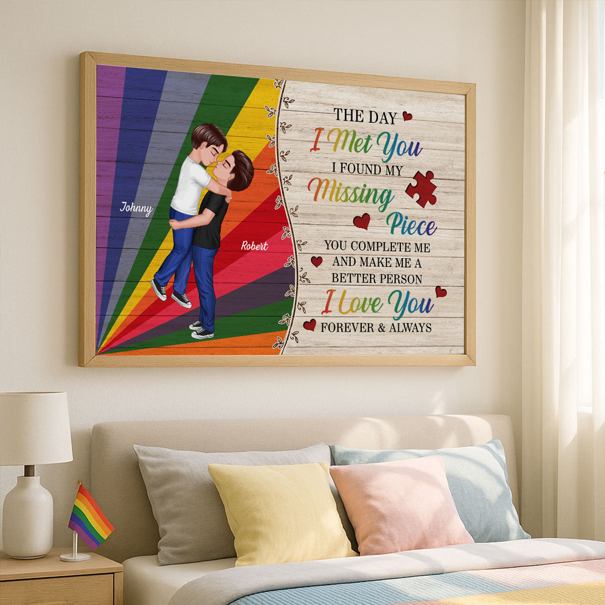 The Day I Met You LGBTQ Couple Personalized Poster, Pride Month Gift