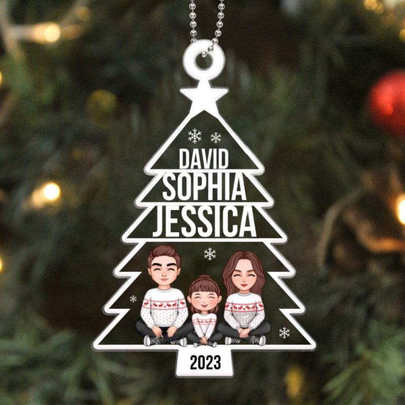 Family Member Name Christmas Tree Personalized Acrylic Ornament