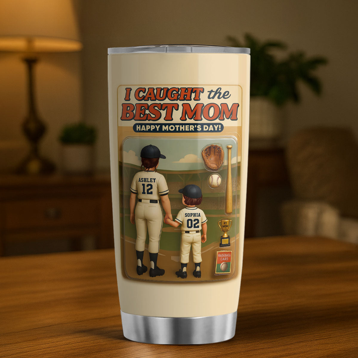 We Caught the Best Mom Baseball Custom Figure Personalized Tumbler, Gift for Mom, Gift for Wife