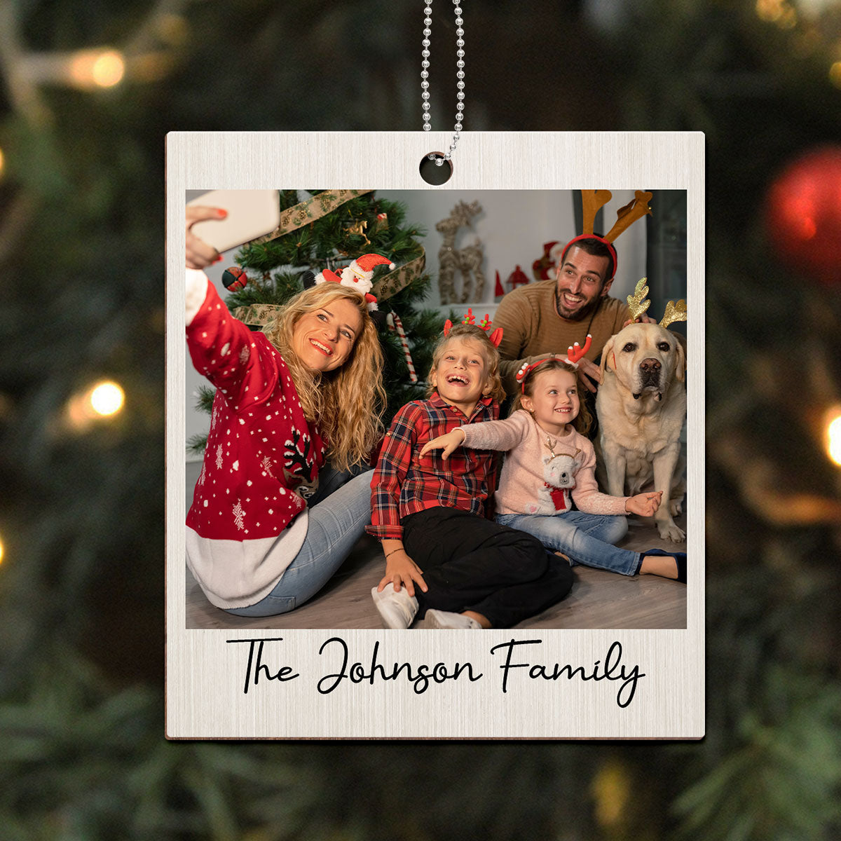 Custom Photo Inserted Family Polaroid Concept Personalized Wooden Ornament