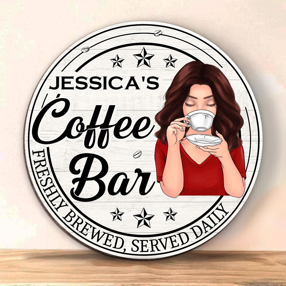 Coffee Bar Personalized Wood Sign Decor for Home, Kitchen, Coffee Station, Office