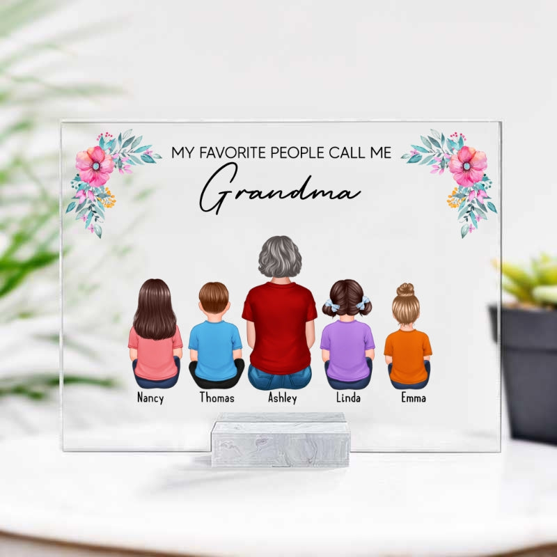 Favorite People Call Me Grandma Back View Personalized Acrylic Plaque