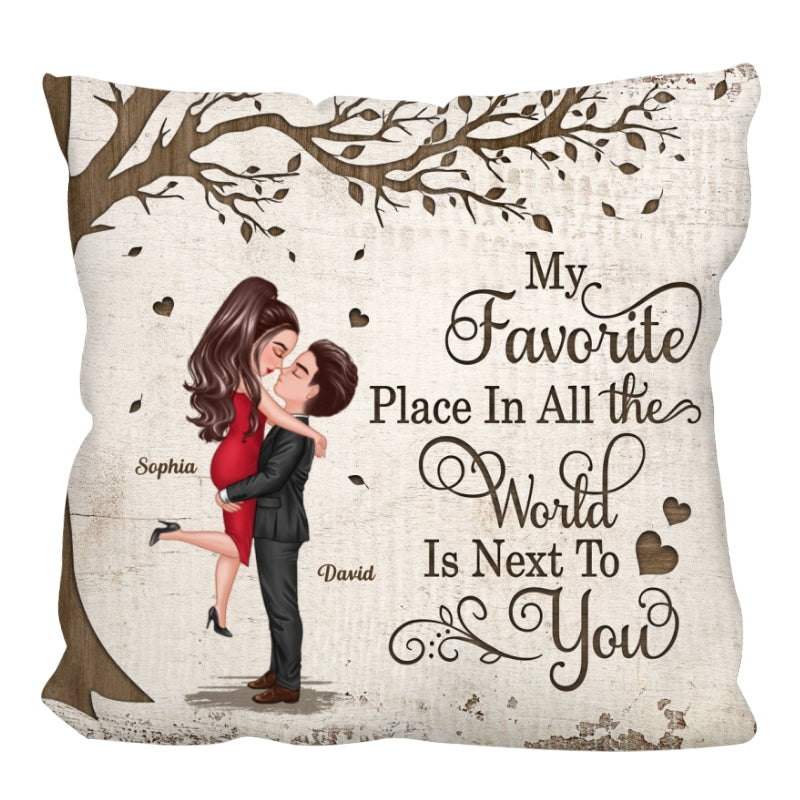 Favorite Place In The World Couple Kissing Personalized Pillow
