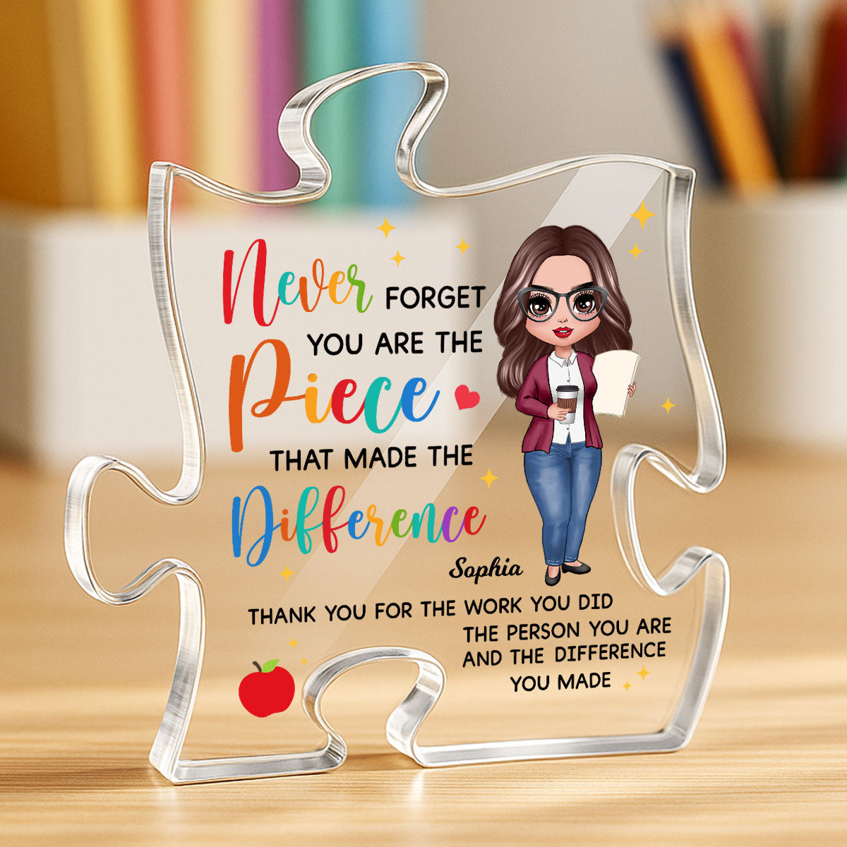 Never Forget The Difference You Made Personalized Puzzle Block Plaque Thank You Appreciation Retirement Gift For Teacher