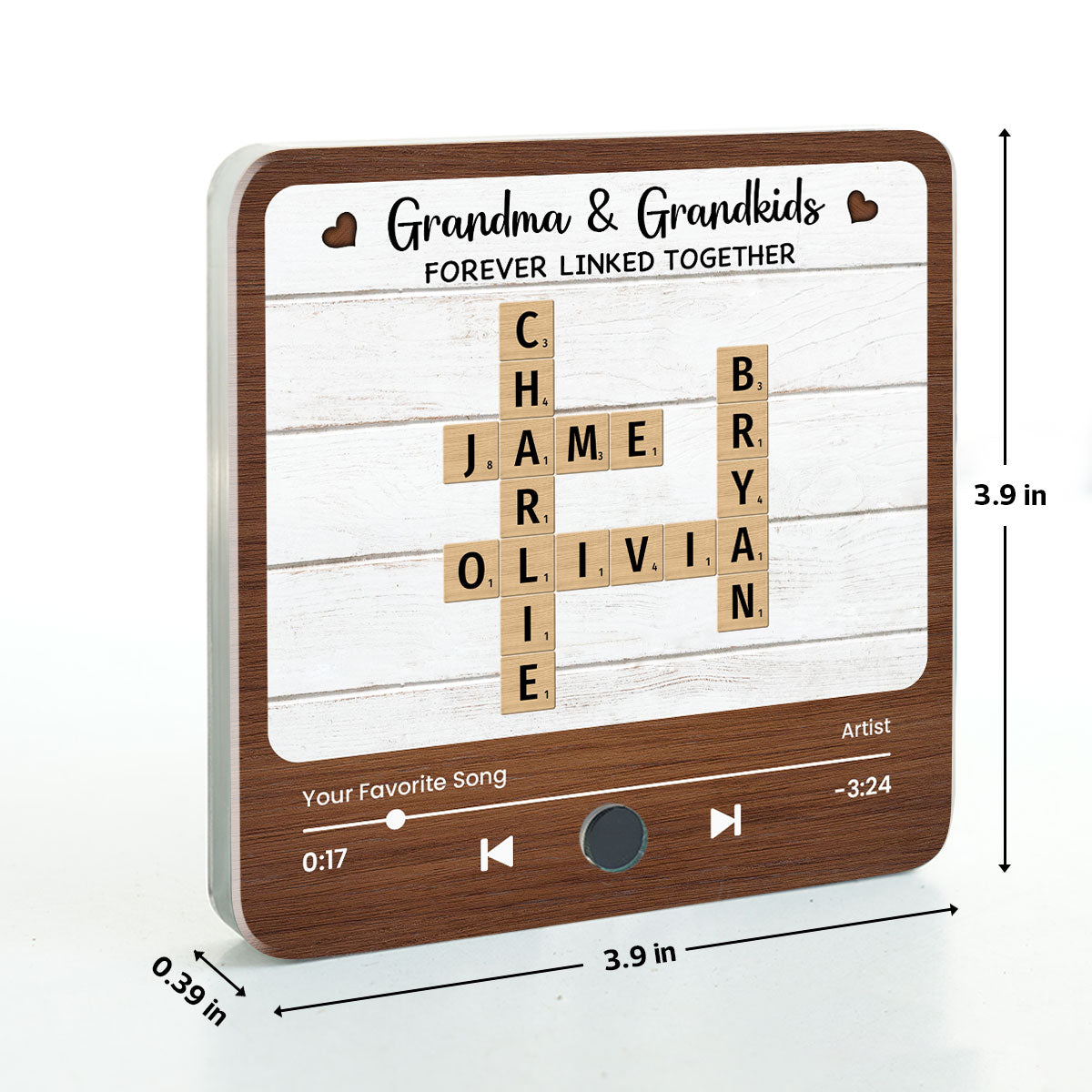 Grandma & Grandkids Forever Linked Together Crossword Puzzle Name Art Personalized Music Fridge Magnet, Heartfelt Gift For Mom For Grandma