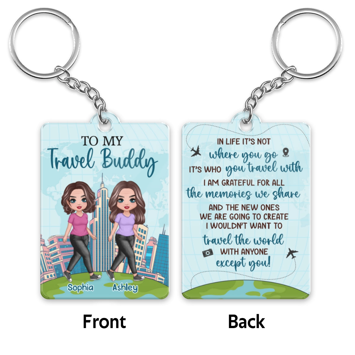 To My Travel Buddy Personalized Acrylic Keychain