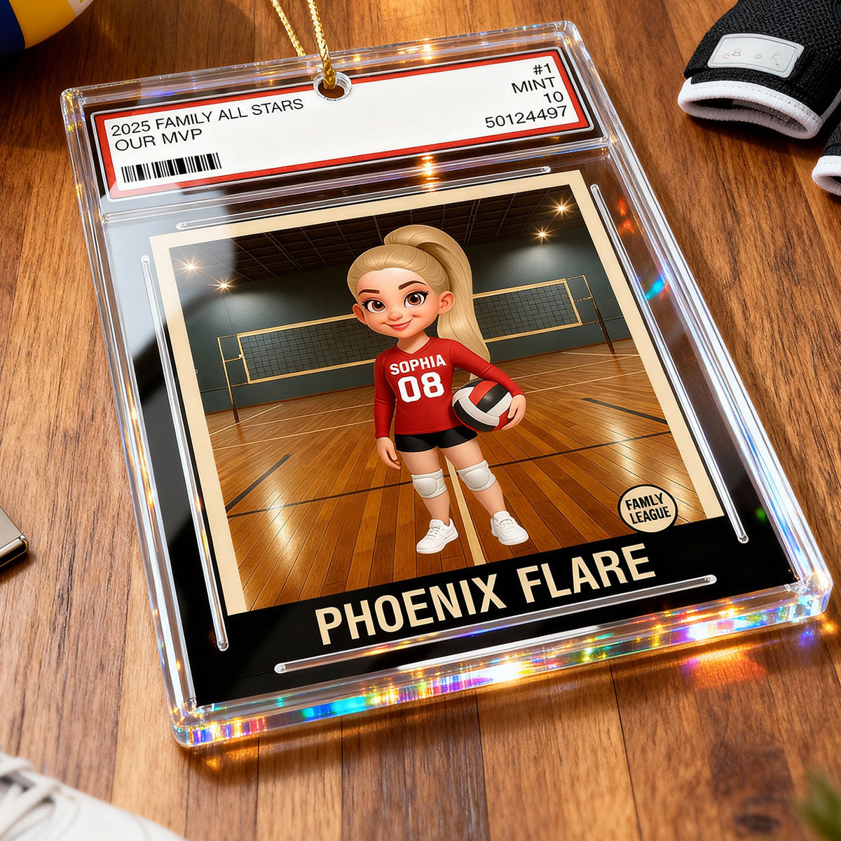 Volleyball Player All Star Trading Card Style - Personalized Acrylic Ornament - Christmas Gift For Daughter, Granddaughter