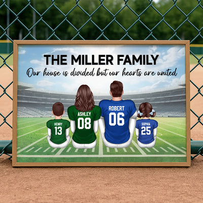 Home Sweet Rivalry House Divided Hearts United American Football Family Decor Personalized Poster