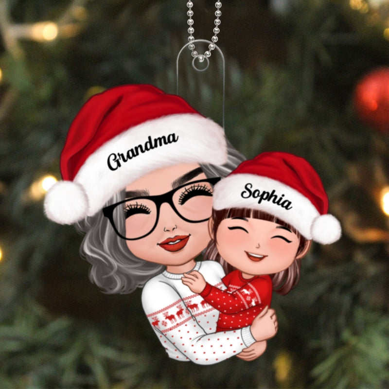 Doll Grandma Mom Hugging Kid Christmas Gift For Granddaughter Grandson - Personalized Ornament - Gift For Granddaughter, Grandson