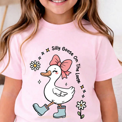 Silly Goose On The Loose Funny Shirt For Kid, Little Girl