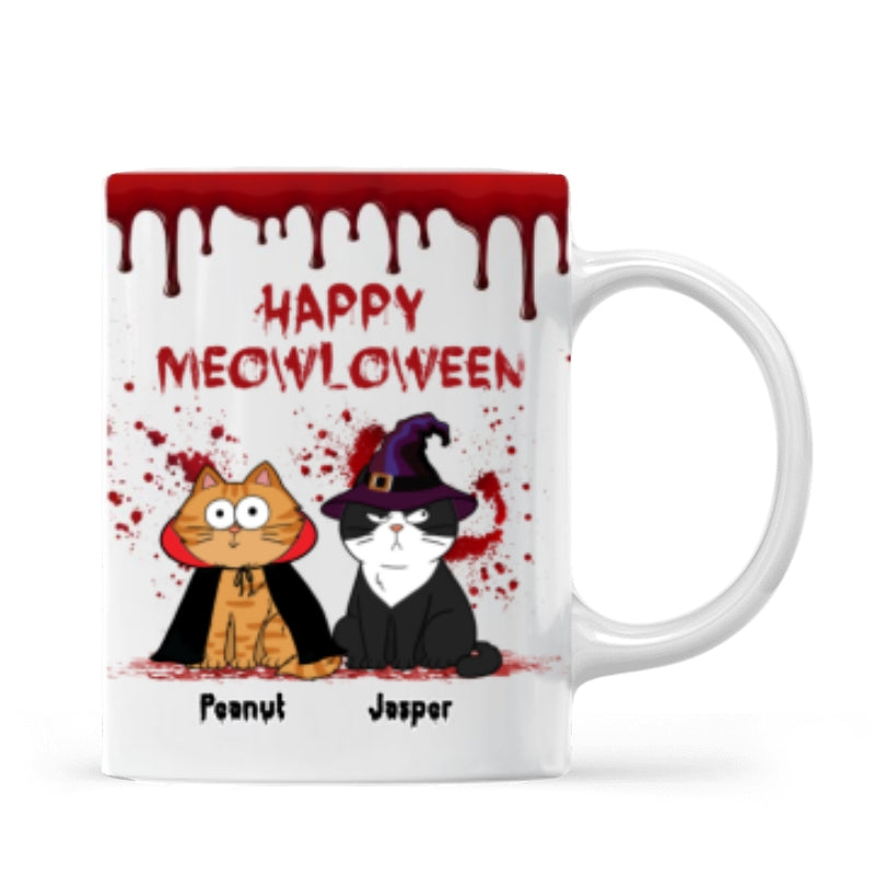 Happy Meowloween Spooky Annoying Cats Personalized Mug, Halloween Gift For Cat Lover