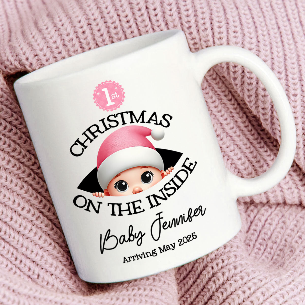 Personalized Baby's First Christmas On the Inside Mug, Custom Pregnancy Reveal Mug, Expecting Parents