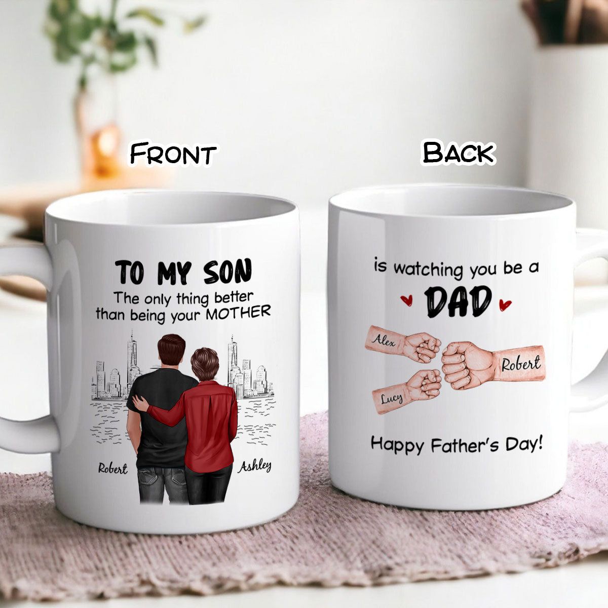 From Mom Dad To Son Watching You Be A Dad Fist Bump Personalized Mug, Gift For Son