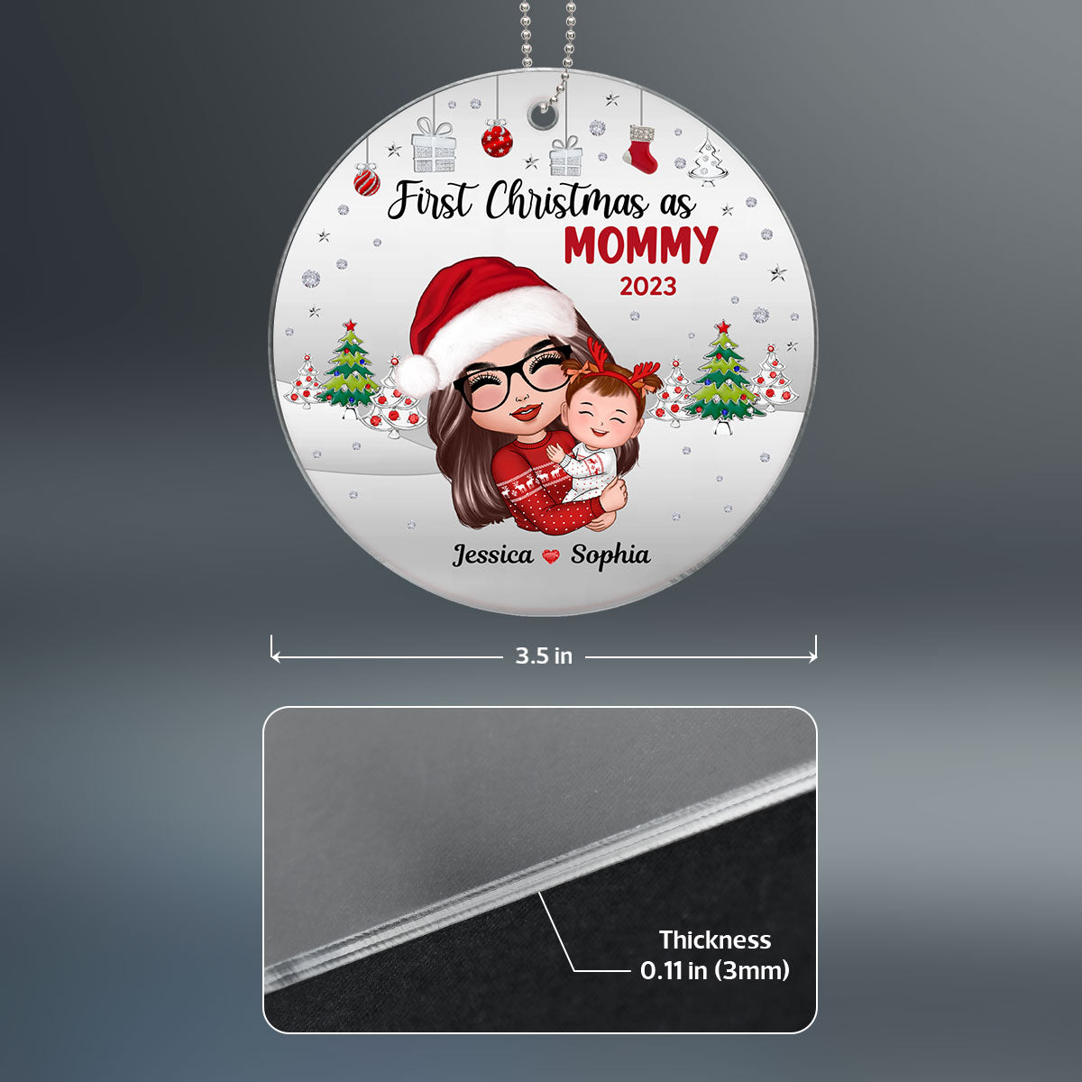 First Christmas As Mommy Personalized Acrylic Ornament