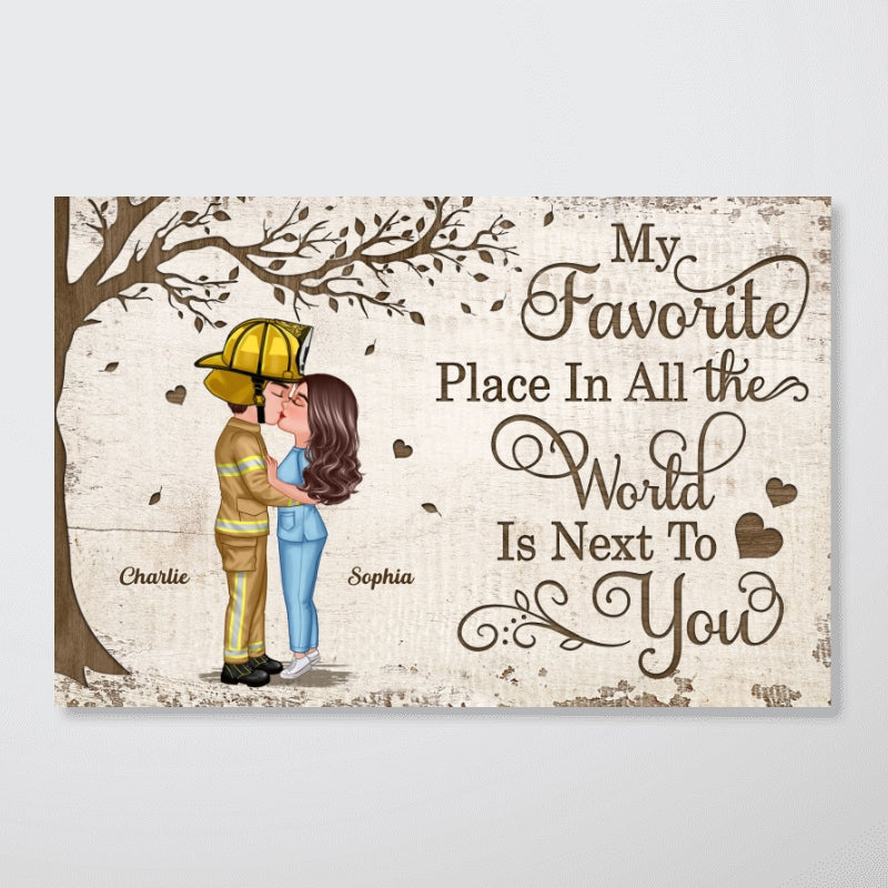 Favorite Place In The World Occupation Couple Kissing Personalized Poster, Unique Valentine's Day Gift For Him, Gift For Her