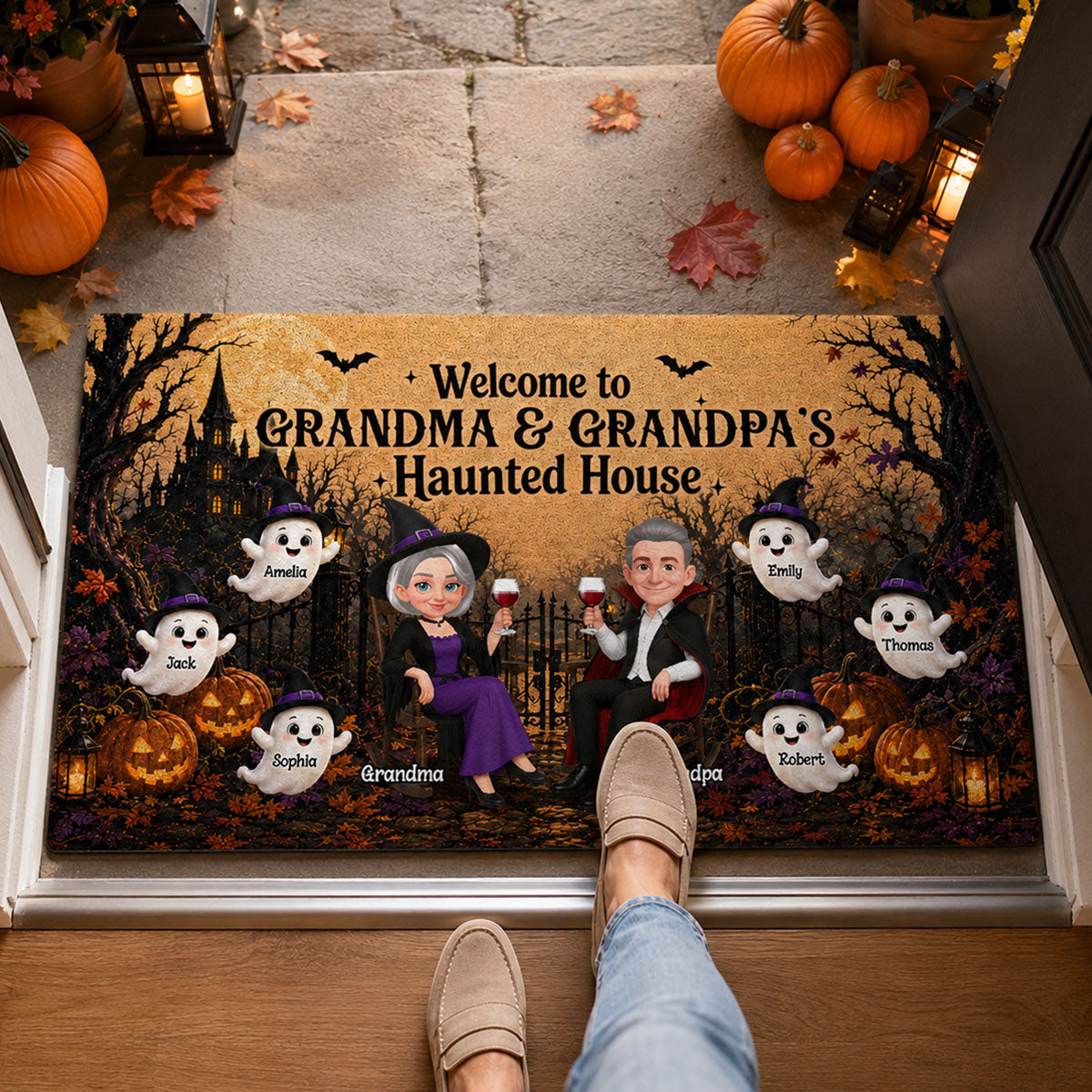 Trending Grandparents' Haunted House - Personalized Doormat - Halloween Decoration