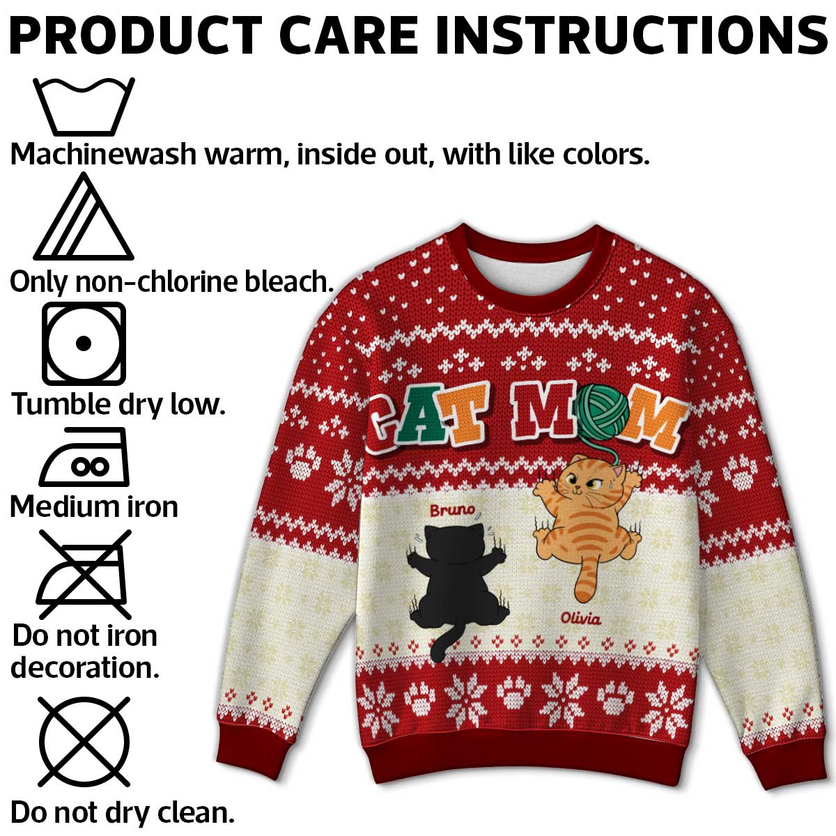 Cat Mom Cat Dad Funny Cat Climbing Personalized Faux Knitting Ugly Sweater