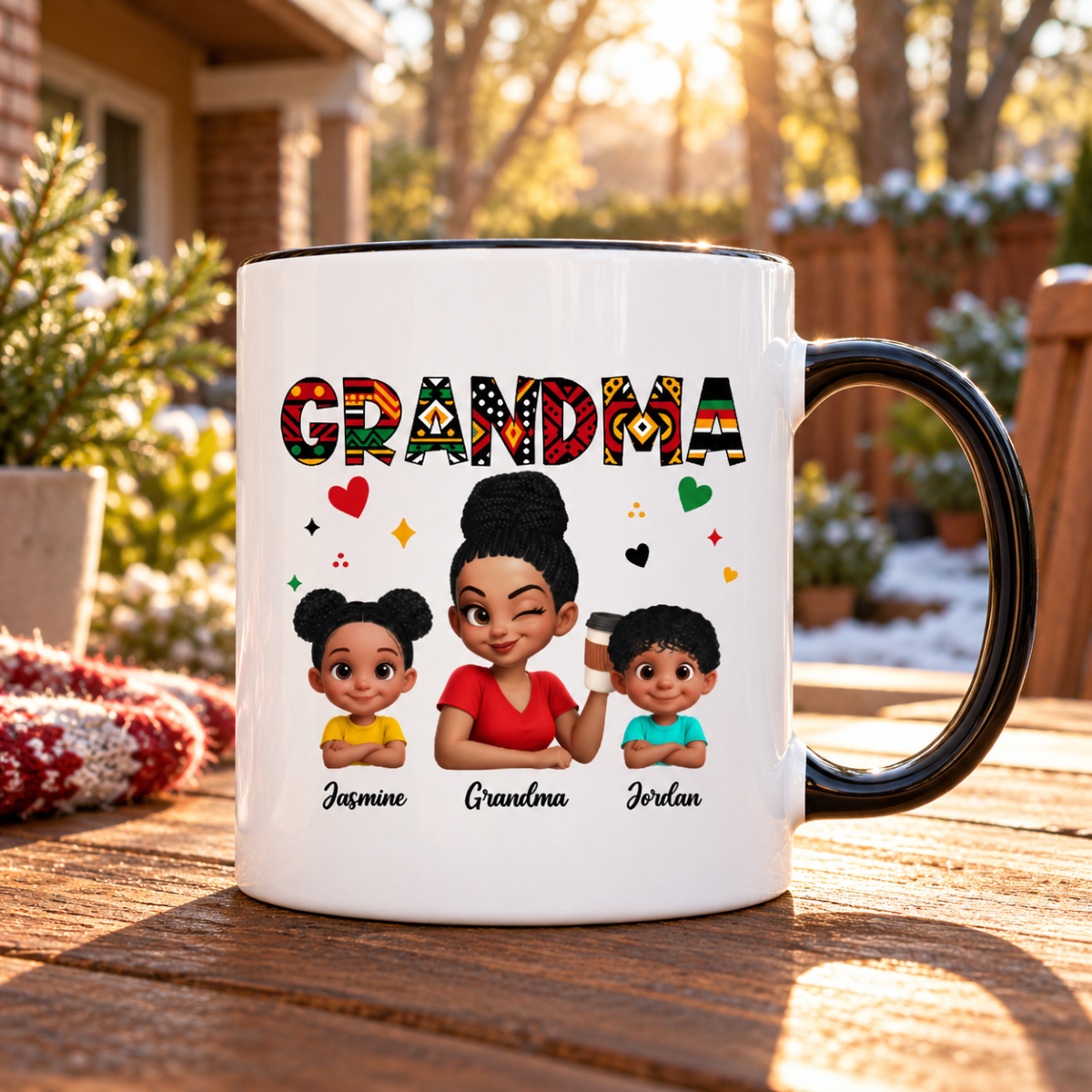 Tribal Pattern Grandma Grandkids Love - Personalized Mug - Gift For Grandma