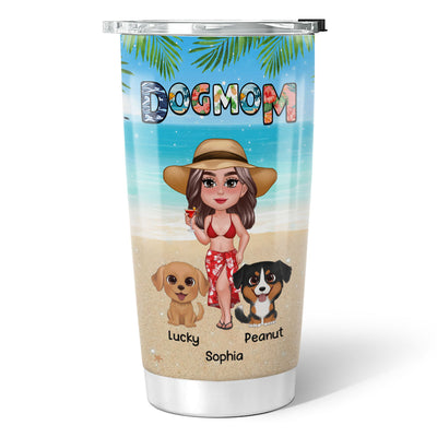 Dog Mom Summer Pattern Doll Girl New Face Watercolor Cute Dogs Personalized Tumbler