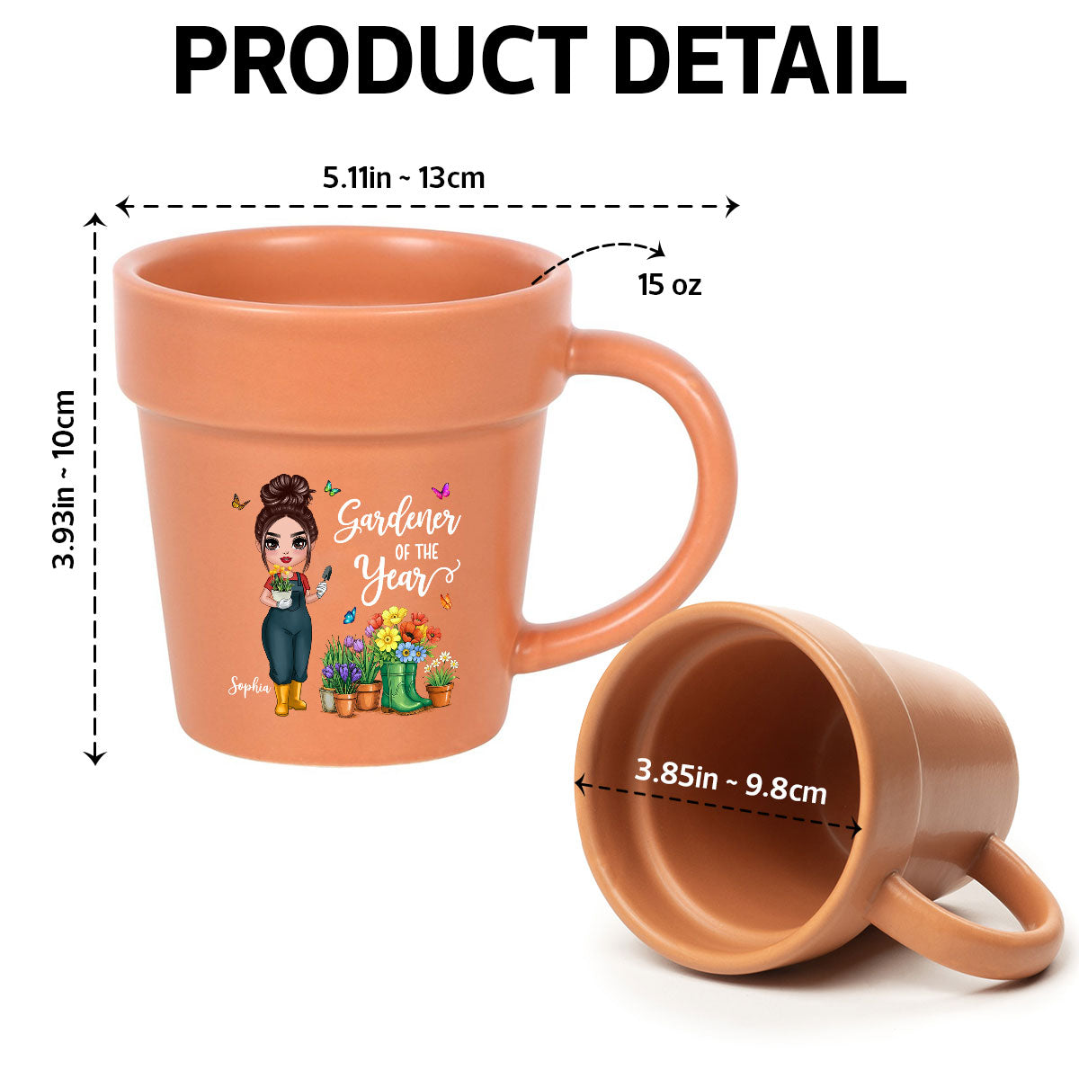 Gardener Of The Year Plant Lady Personalized Plant Pot Ceramic Mug