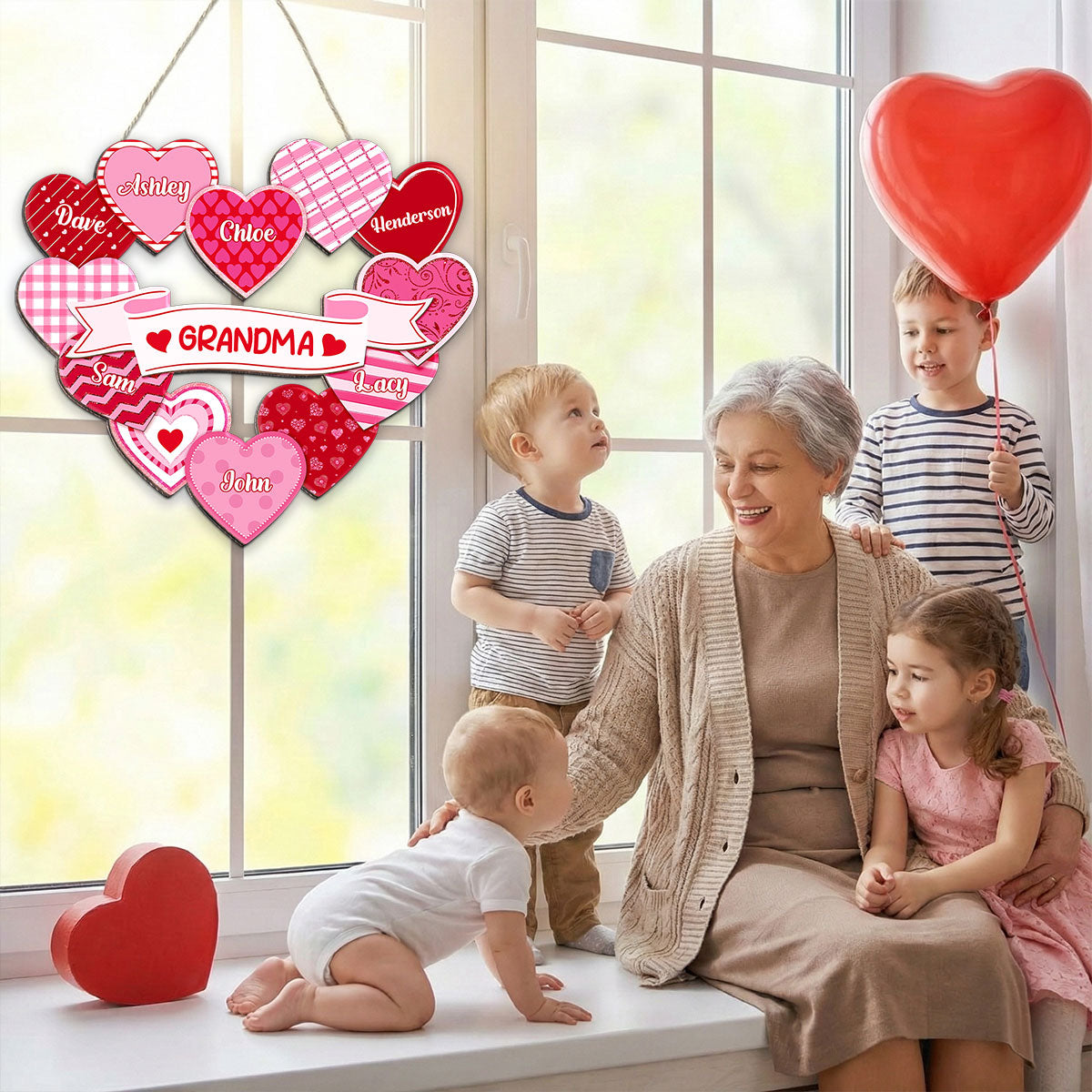Grandma's Sweethearts Coquette Valentine's Day - Personalized Door Hanger Sign