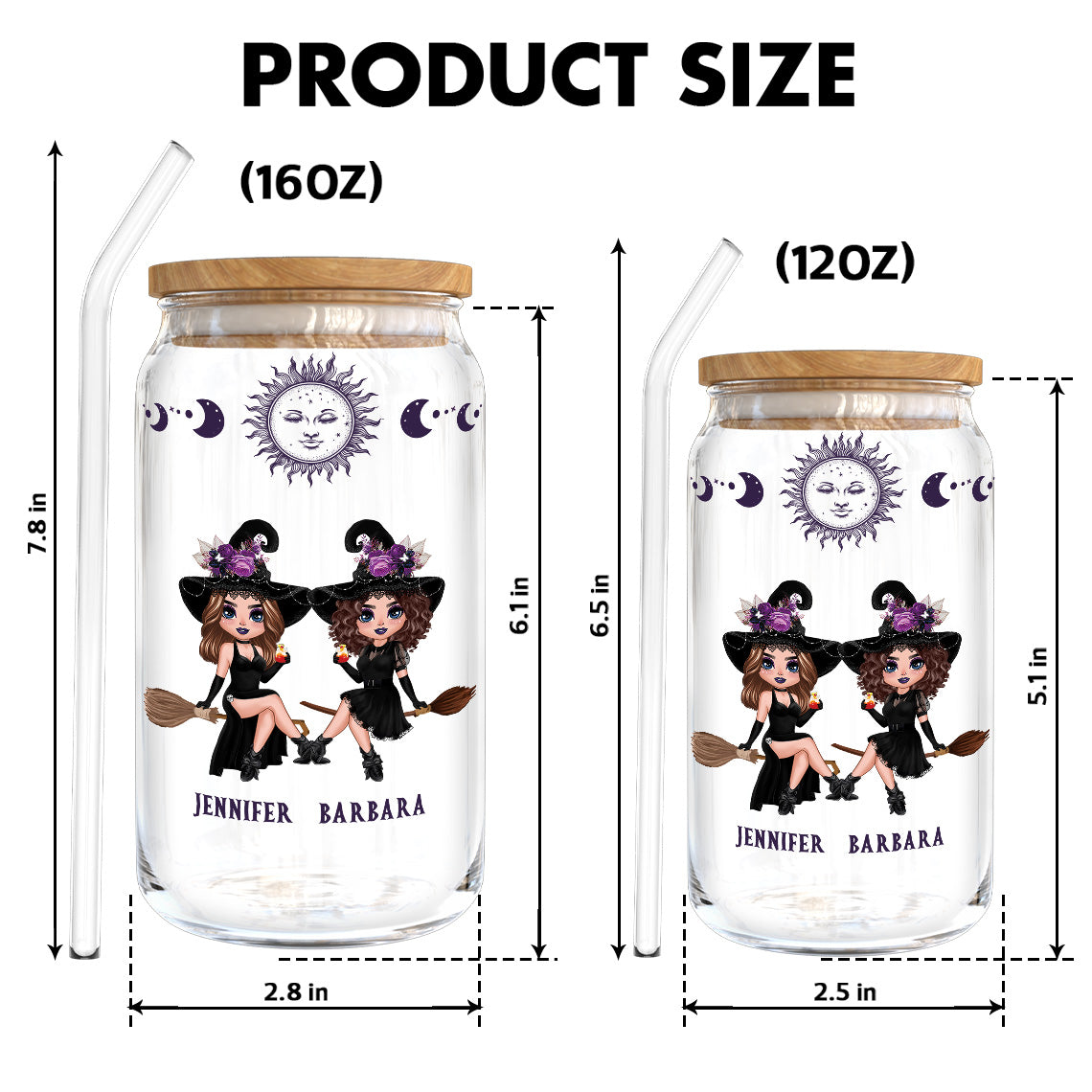 Witch Besties Hope We're Friends Until We Die Personalized Glass Can, Halloween Gift For Best Friends