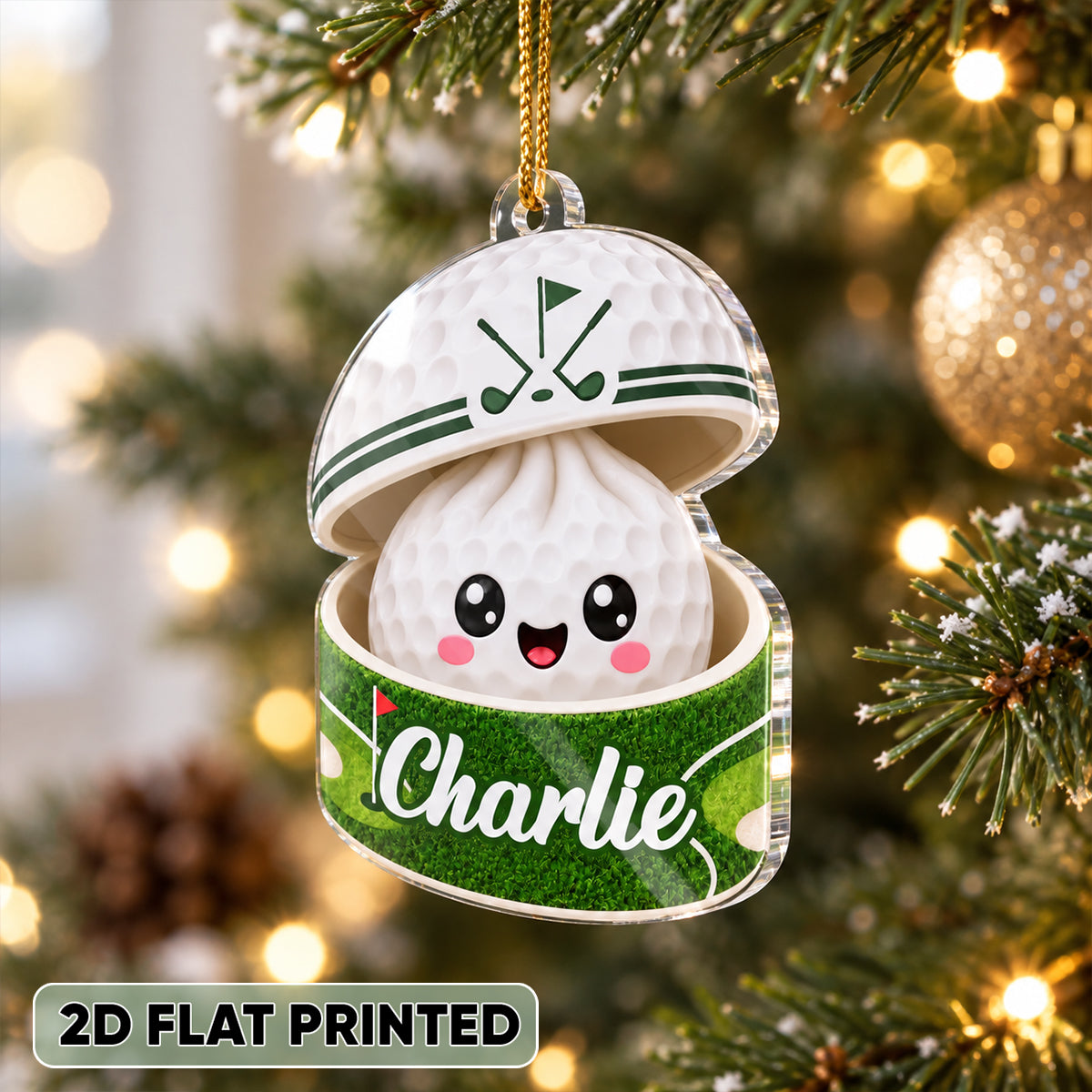 Custom Golf Dumpling Squishy Style - Personalized Acrylic Ornament - Christmas Gift for Son, Daughter, Grandkids