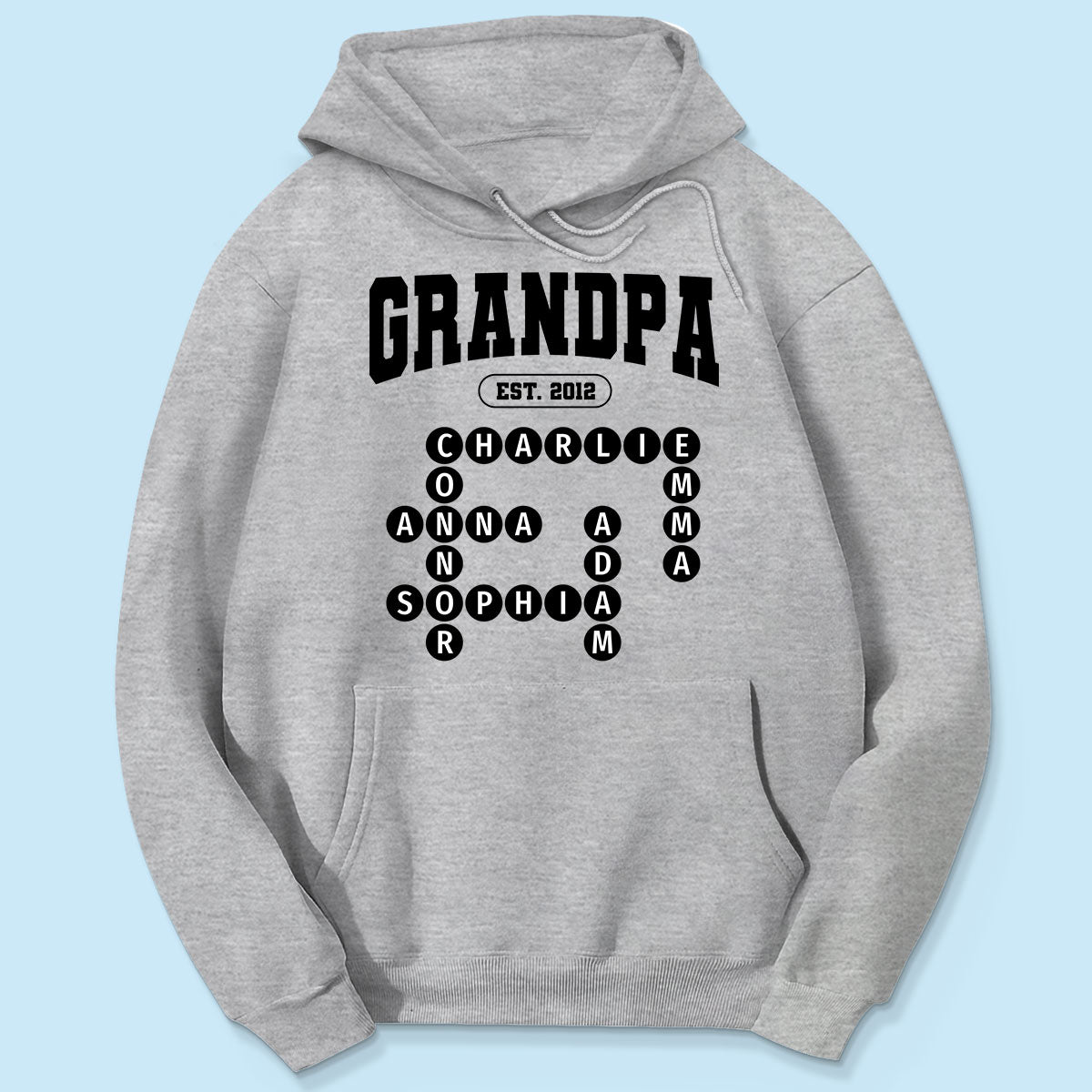 Grandpa Est Unique Grandkids Names in Crossword Puzzle Personalized Shirt