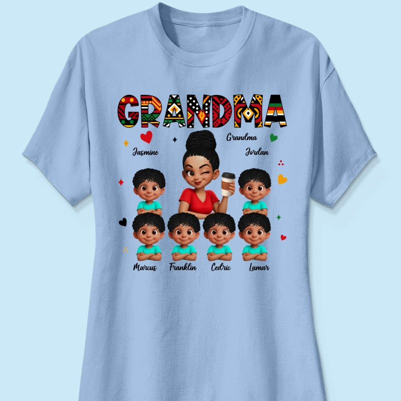 Tribal Pattern Grandma Grandkids Love - Personalized Shirt - Gift For Grandma