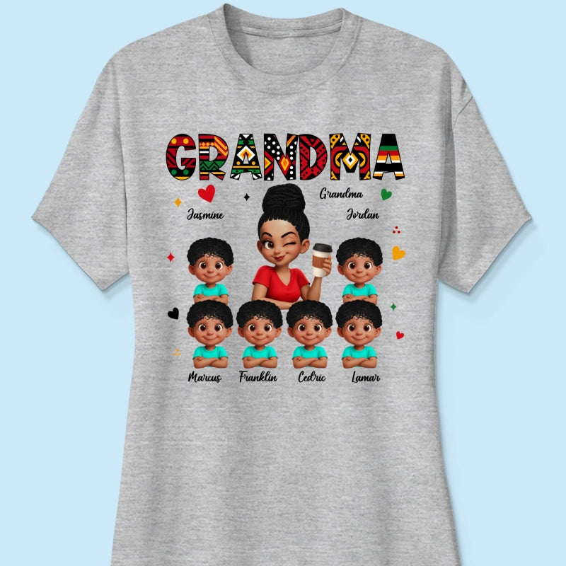Tribal Pattern Grandma Grandkids Love - Personalized Shirt - Gift For Grandma