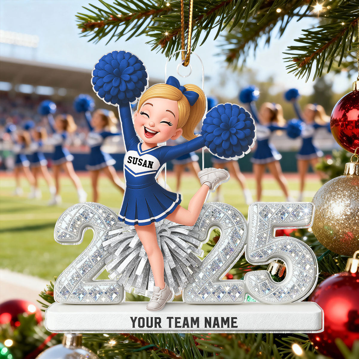 3D Shining Effect Cheerleader - Personalized Acrylic Car Hanger - Gift For Cheerleaders