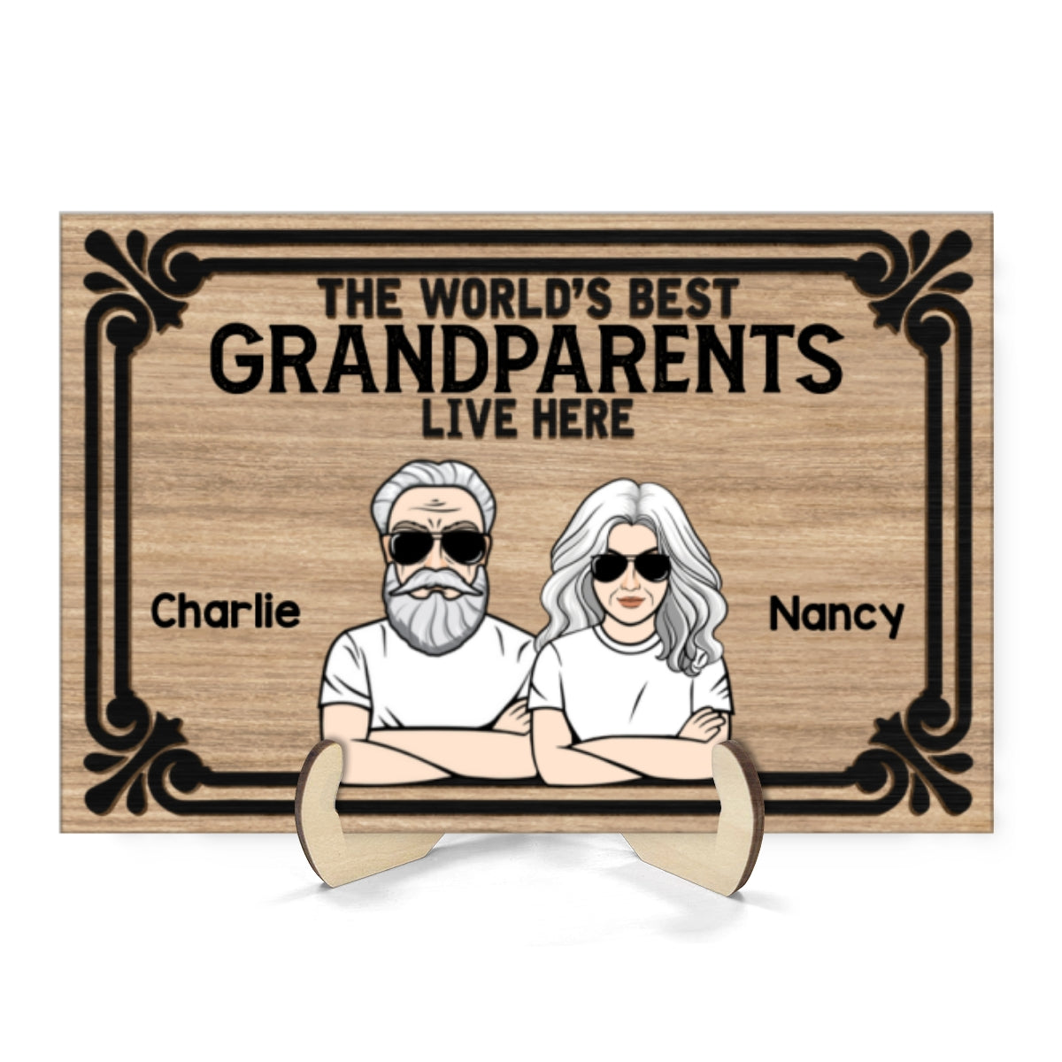 World‘s Best Grandparents Live Here Personalized 2-Layer Wooden Plaque
