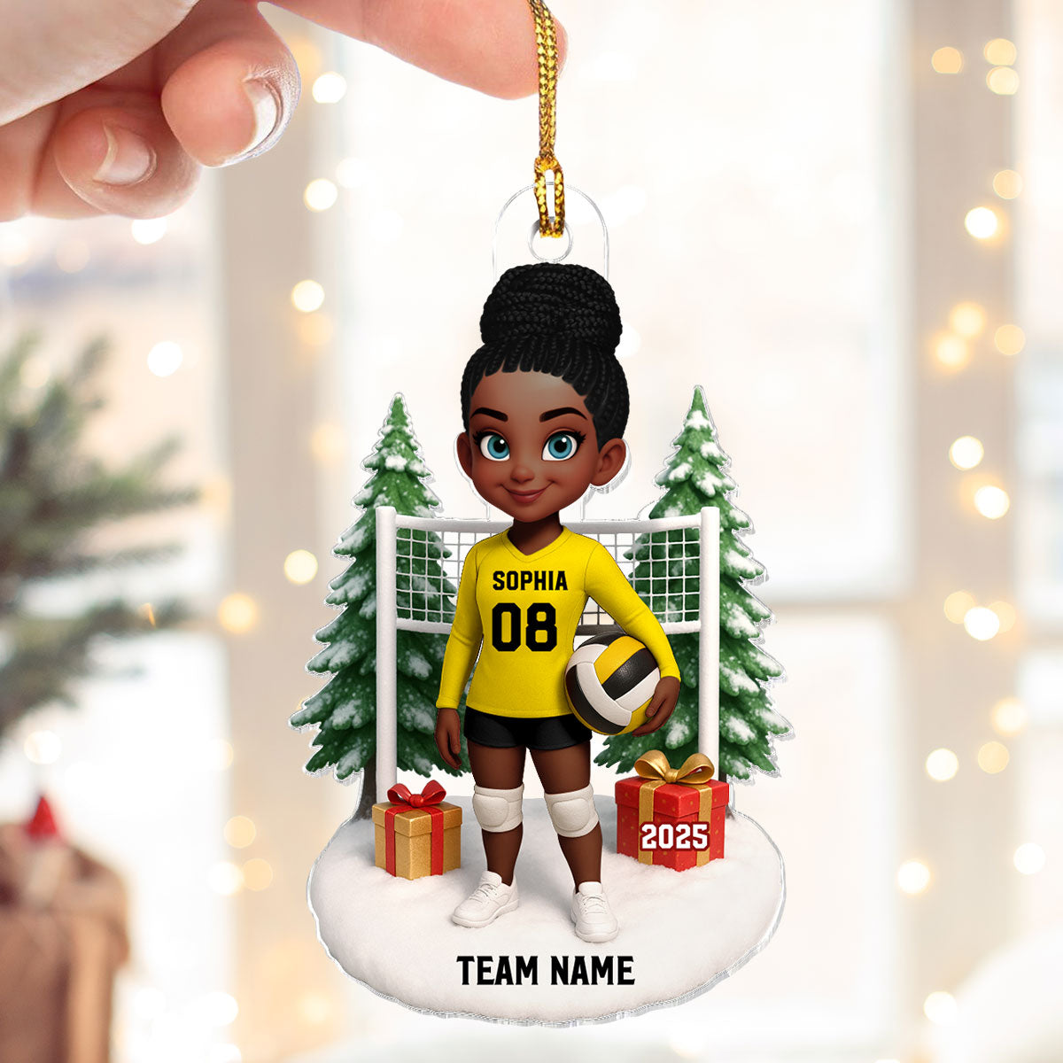 3D Effect Christmas Volleyball Player - Personalized Acrylic Ornament - Gift For Volleyball Lovers, School Volleyball Team
