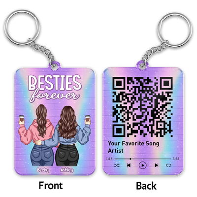 Galaxy Brick Background Back View Hoodie Besties Favorite Song Scannable QR Code Personalized Acrylic Keychain