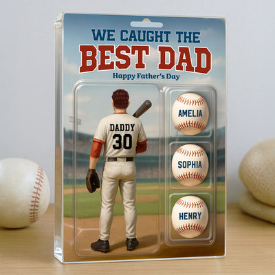 Custom Figure We Caught The Best Dad Baseball With Kids' Names Personalized Acrylic Block Plaque, Perfect Father's Day Gift For Him, For Dad, For Baseball Lover