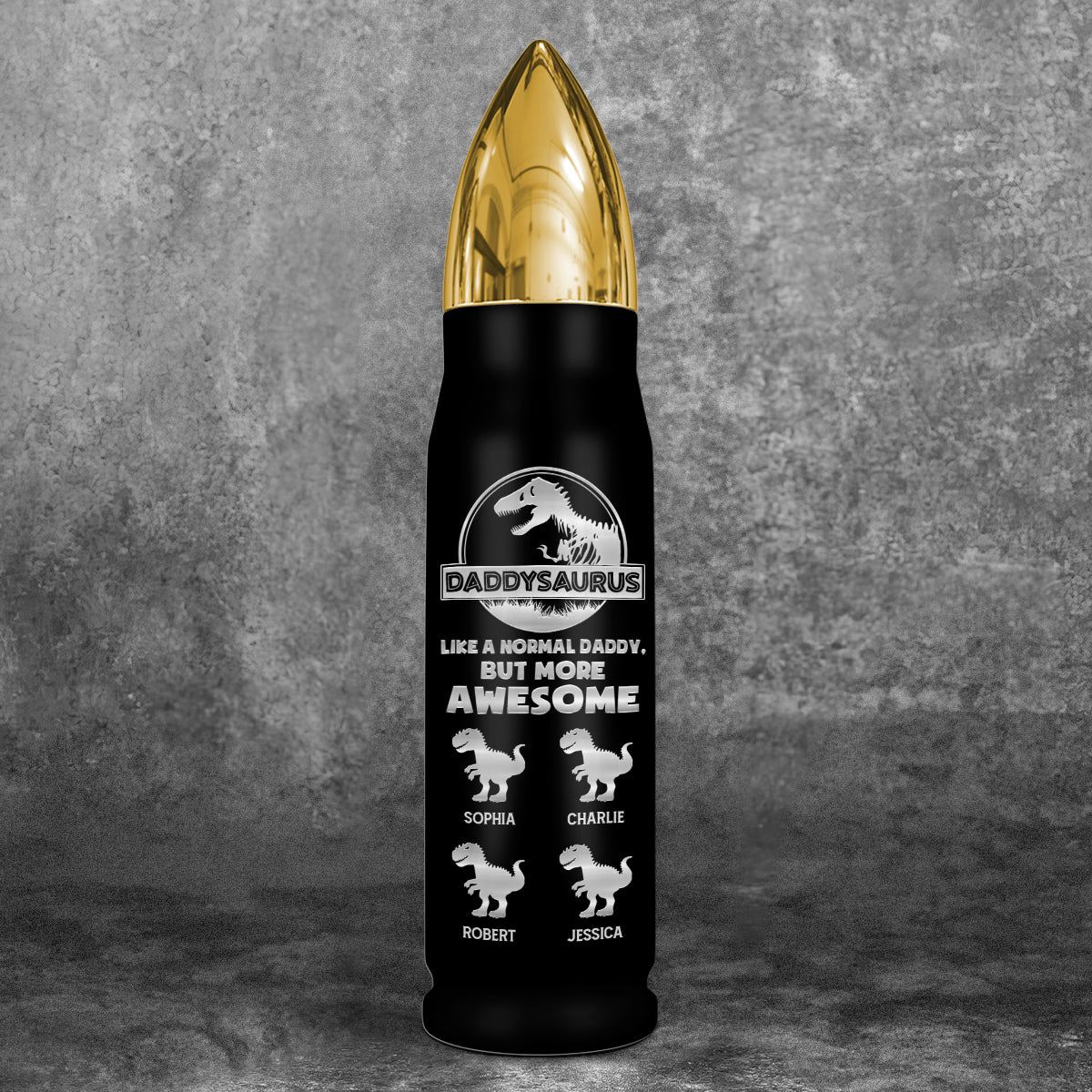 Daddysaurus Grandpasaurus Funny Gift For Dad Grandpa Personalized Bullet Tumbler