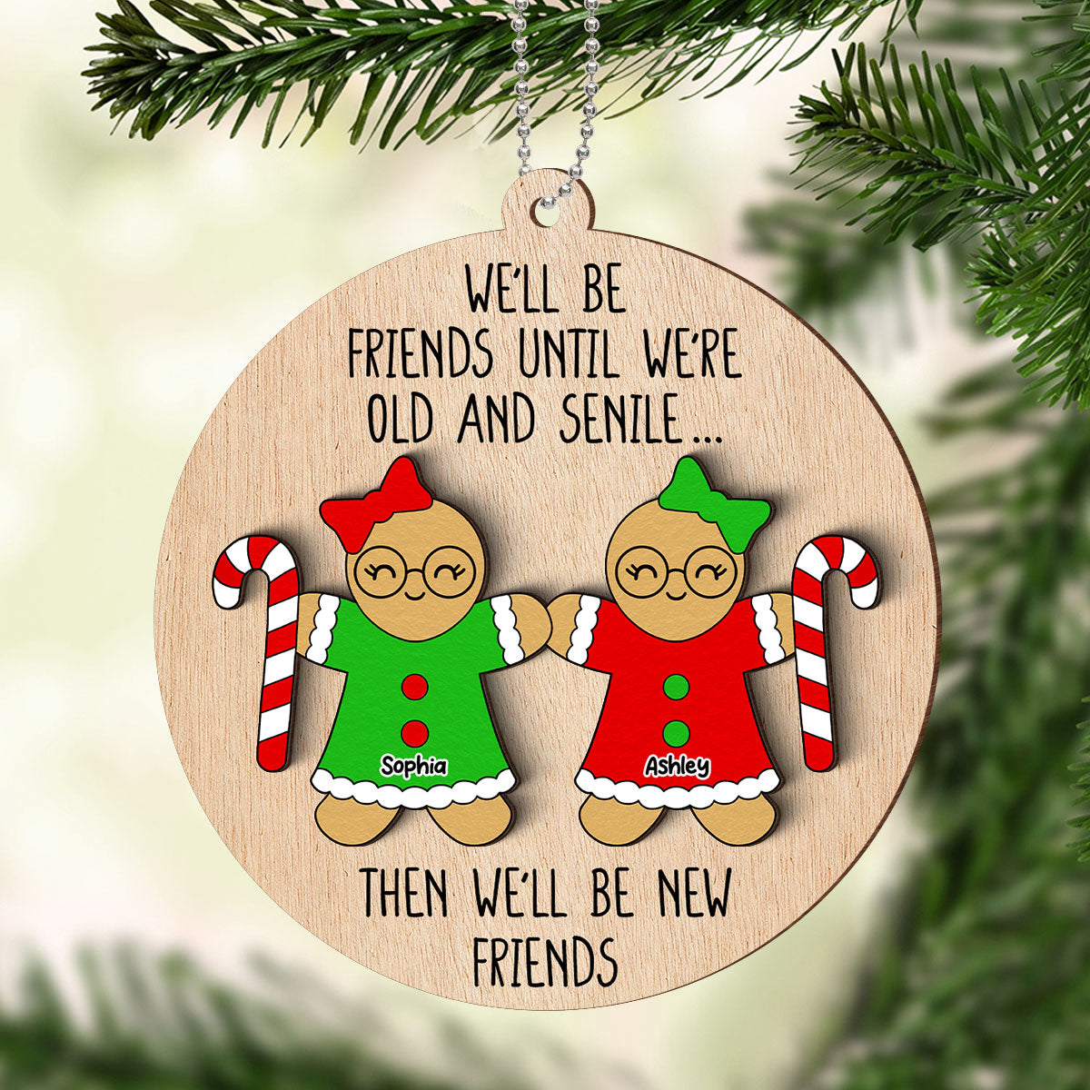 Funny Friend Personalized 2-Layer Wooden Ornament, Christmas Gift For Best Friends