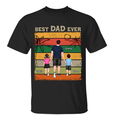 Retro Best Dad Ever Dad And Son Daughter Walking Gift For Dad Personalized Shirt