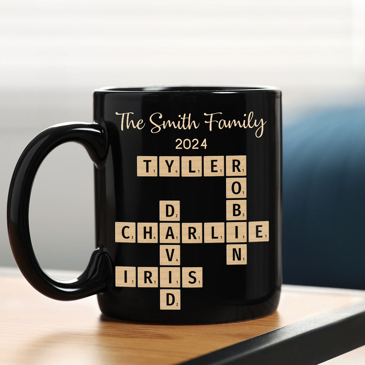 Family Forever Linked Together Crossword Puzzle Art Personalized Mug, Gift For Brothers, Sisters, Siblings, Family