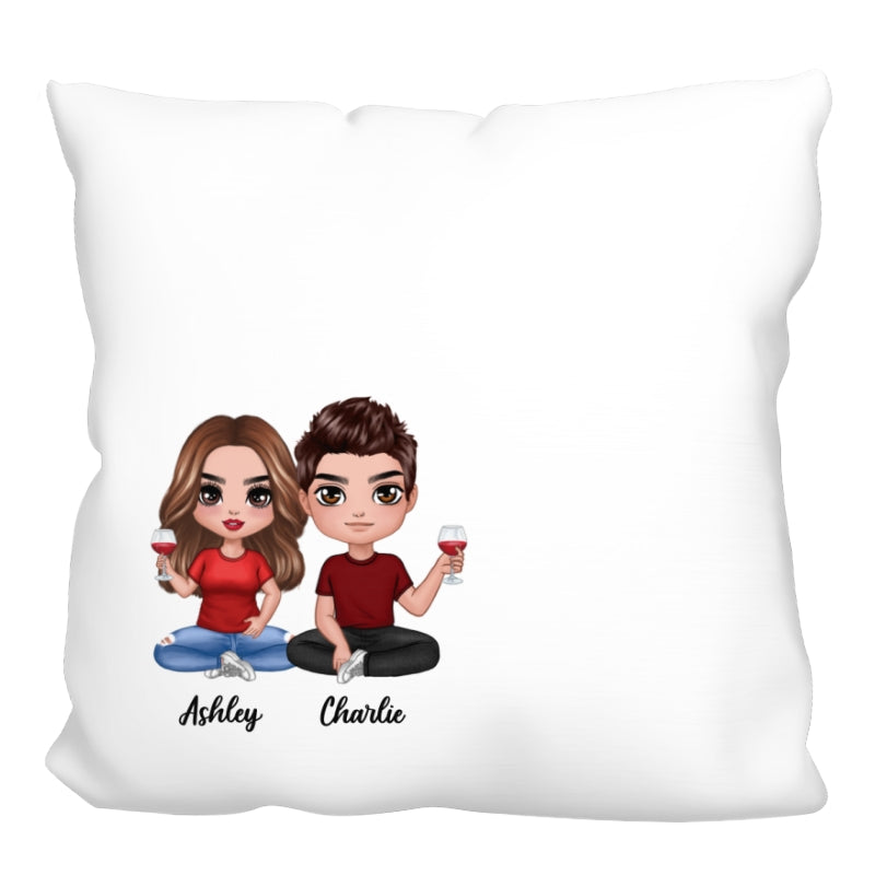 Doll Couple Sitting Skyline The Day I Met You Gift For Him For Her Personalized Pillow