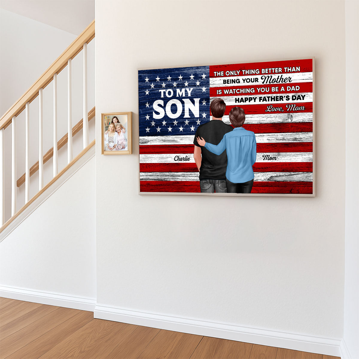 Nation Flag To My Son Happy Father's Day Personalized Poster, Heartfelt Father's Day Gift For Son