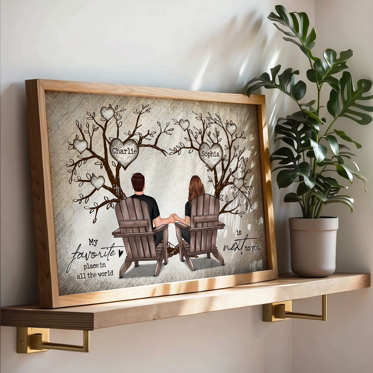 Couple Heart Tree Sitting Personalized Poster, Home Decoration, Anniversary Gift For Couple,  Gift For Him, For Her