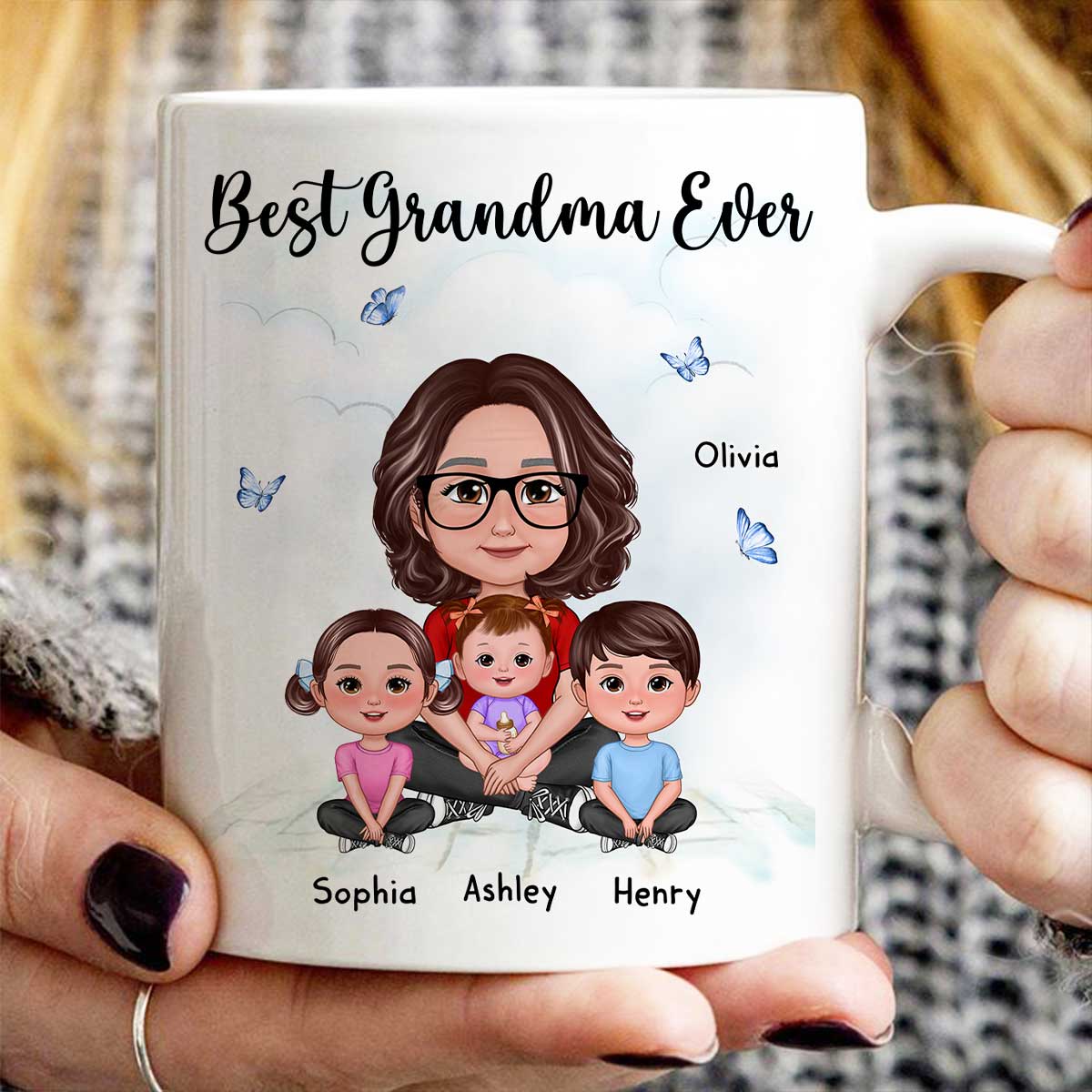 Best Grandma Ever Sitting Crossed Legs Personalized Mug